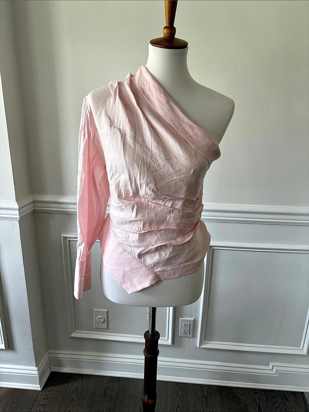 Zara Pink One-Shoulder Blouse Size Small